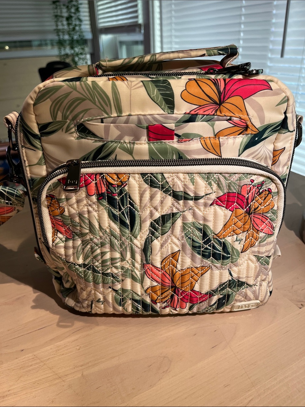Lug Ranger Lily Sand Crossbody bag. 10” high x 9.5” wide x 4” deep